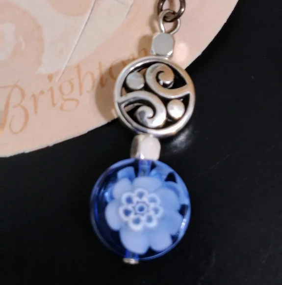 Brighton Silver and Blue Earrings with Textured Beads - Picture 3 of 6